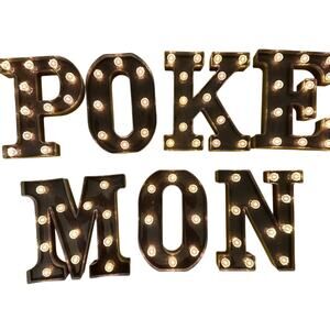 Lighted Marquee Letter Set 7 Black Plastic Wall Decor P O K E M O N